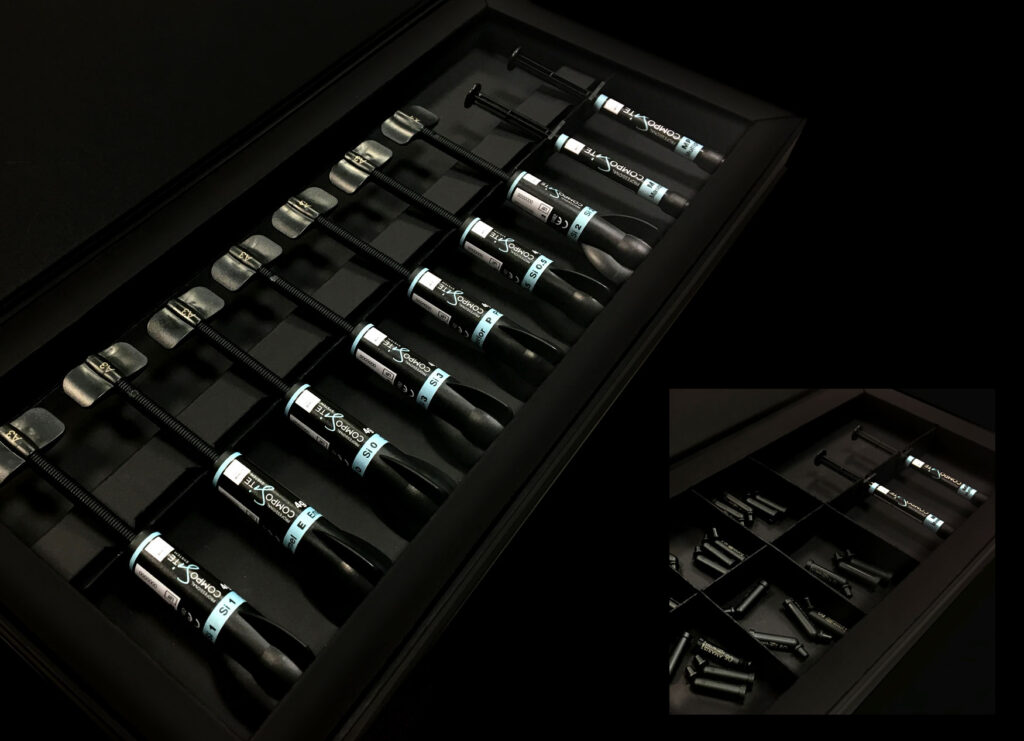 Bespoke rigid box internal fitment holding dental instruments in individual compartments